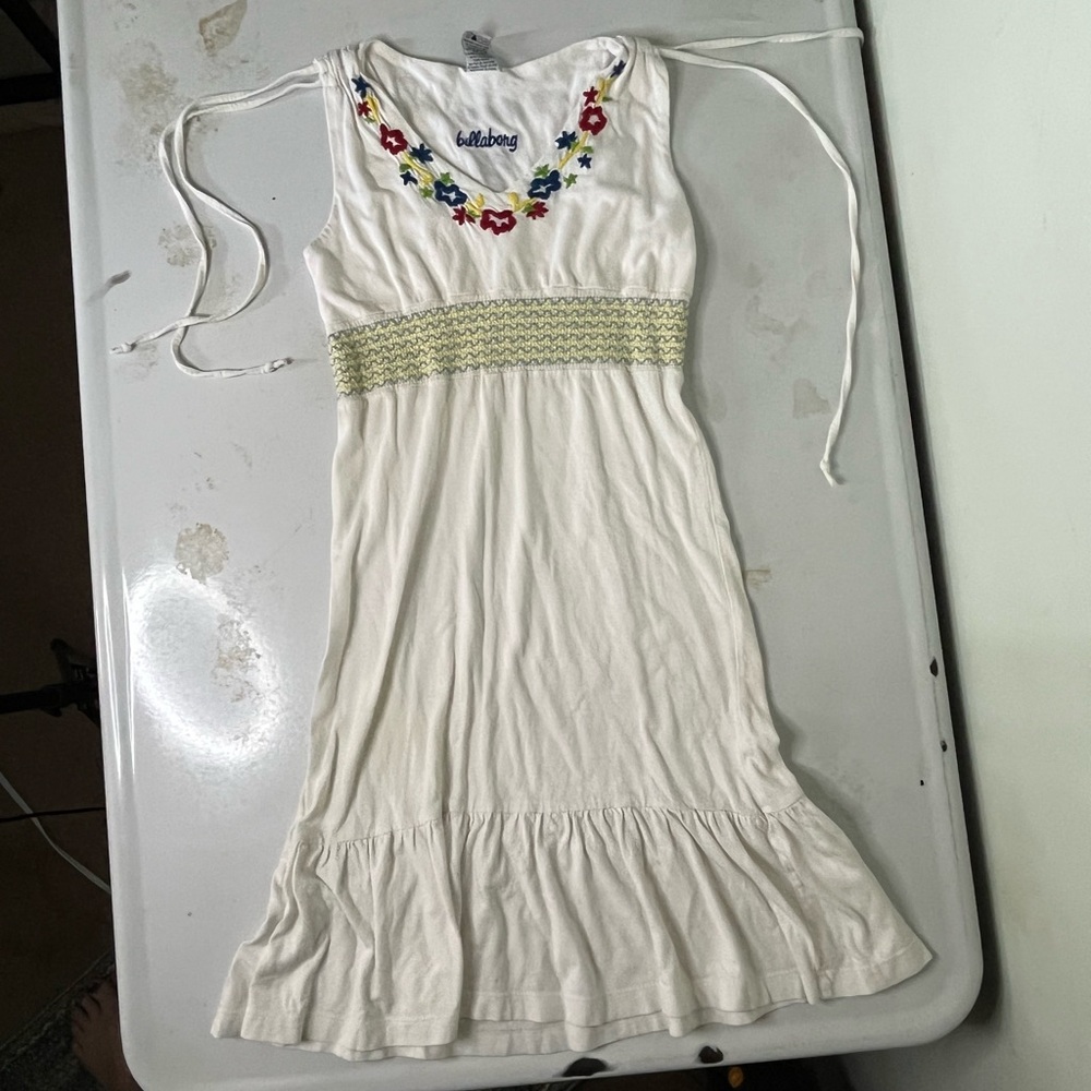 Billabong GIRL’S White dress with Colorful Floral Design